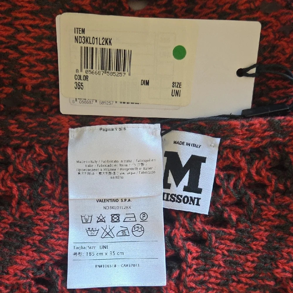Missoni Coral-Red Knit Fringe Scarf - NWT - Picture 6 of 9